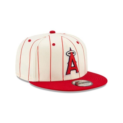 White Los Angeles Angels Hat - New Era MLB Pinstripe 9FIFTY Snapback Caps USA0426817